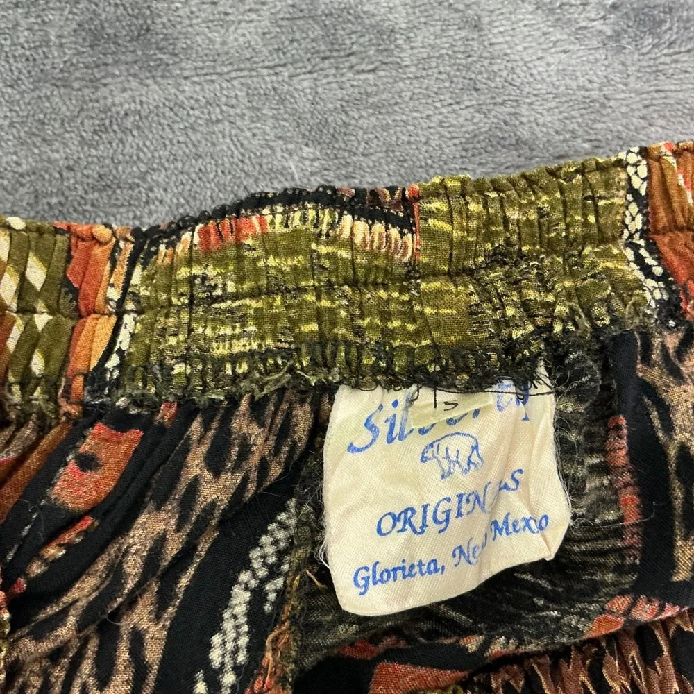 Silk‎ Stop Originals Boho Patchwork Maxi Skirt Brown Green Earth Tones Size S